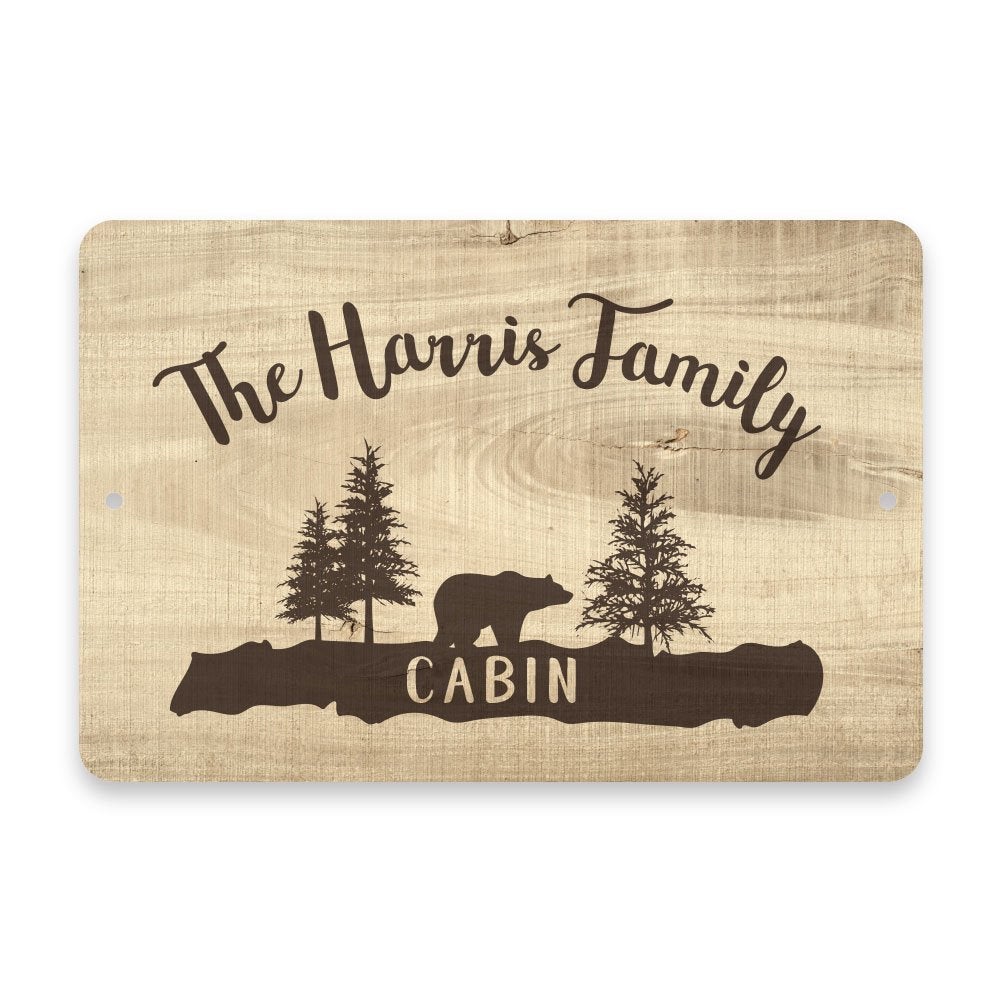 Personalized Subtle Wood Grain Cabin Metal Room Sign