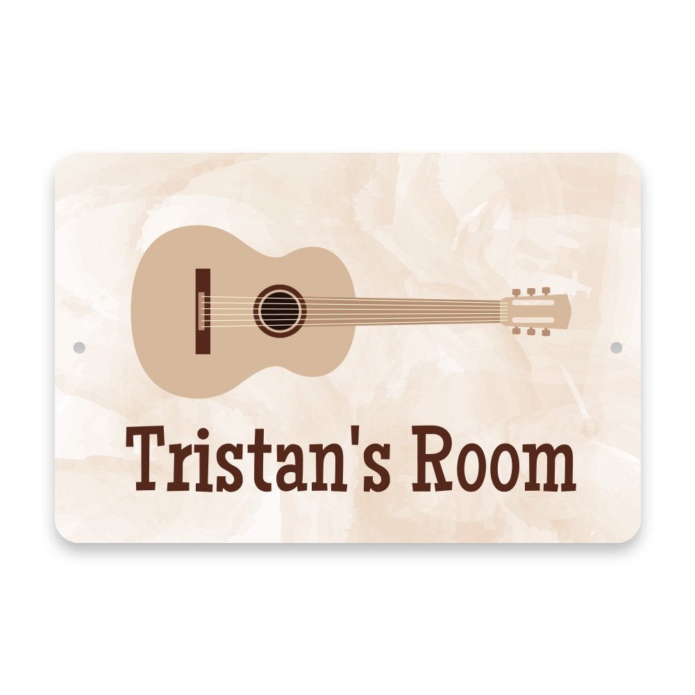 Personalized Acoustic Guitar Metal Room Sign