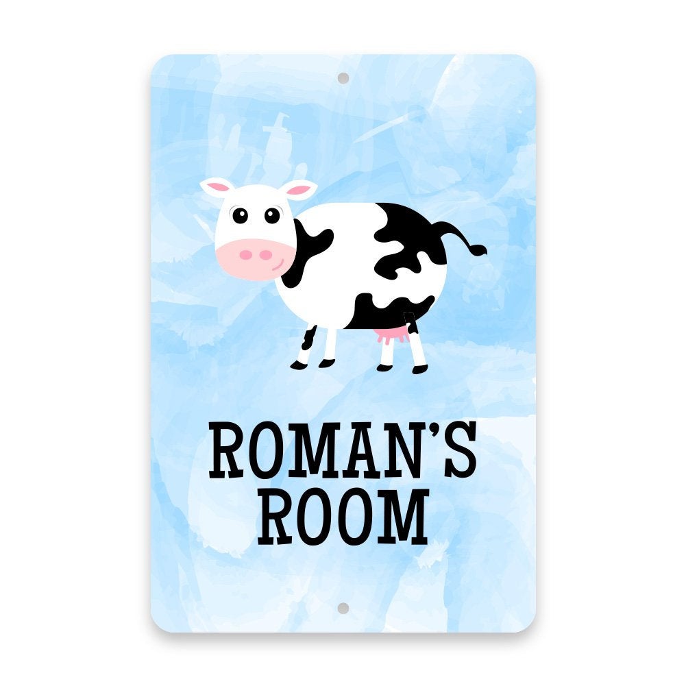 Personalized Cow Metal Room Sign