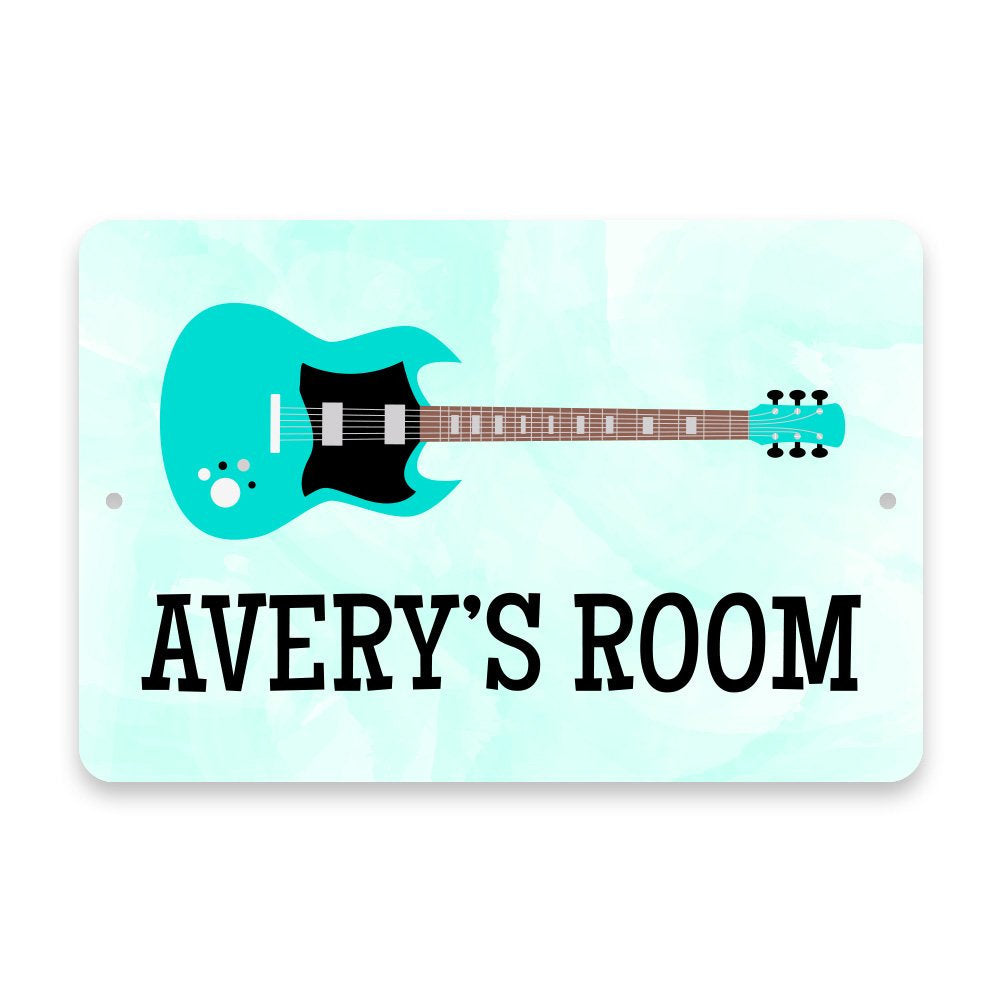 Personalized Guitar Metal Room Sign