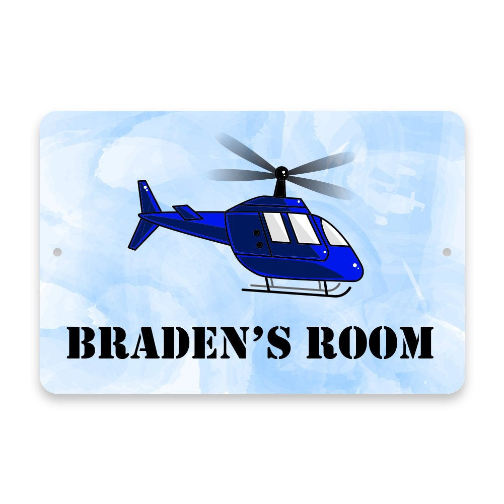 Personalized Helicopter Metal Room Sign