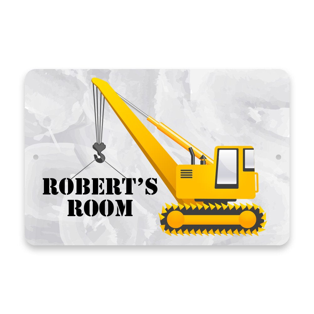Personalized Construction Crane Metal Room Sign