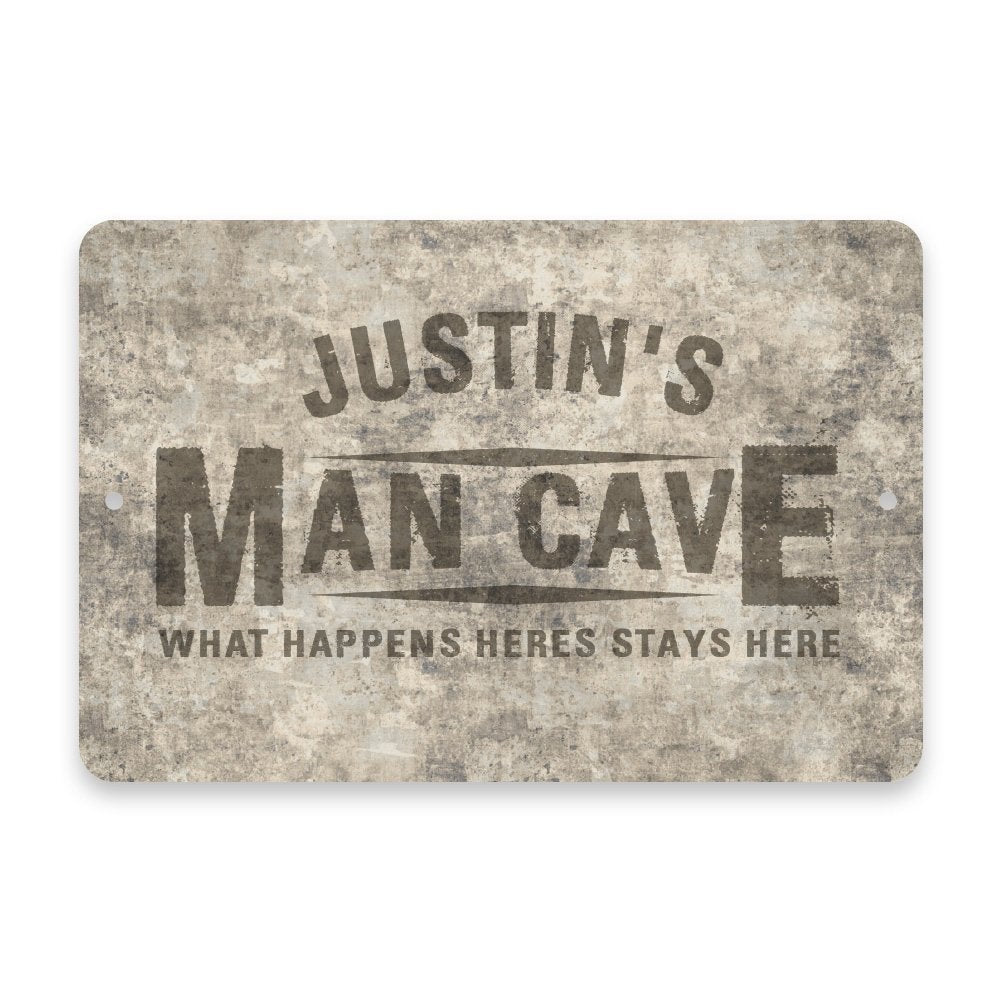 Personalized Concrete Grunge Man Cave Metal Room Sign