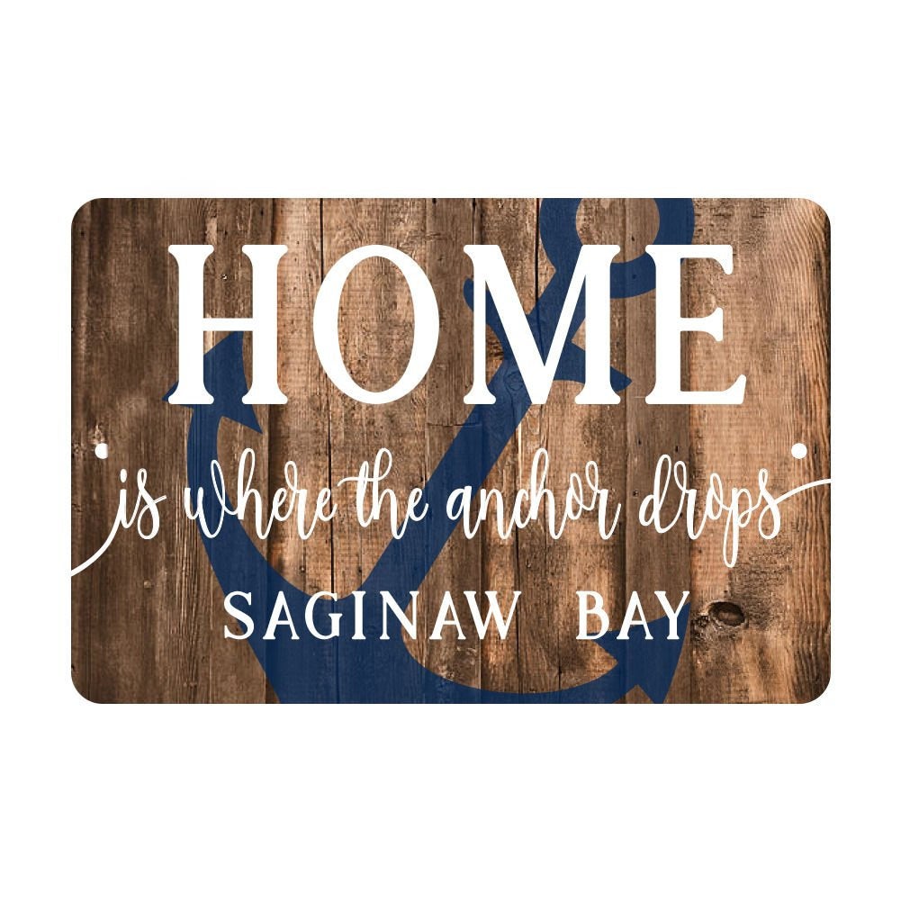Personalized Home is Where The Anchor Drops Metal Sign
