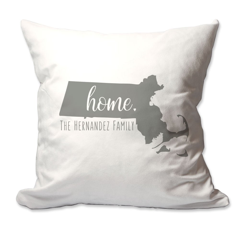 Personalized State of Massachusetts Home Throw Pillow  - Cover Only OR Cover with Insert
