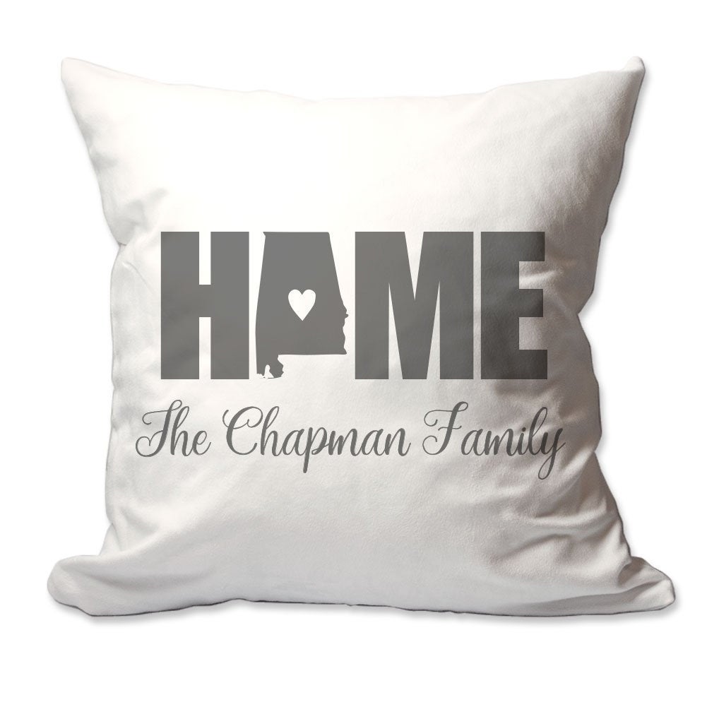 Personalized Alabama Home with Heart Throw Pillow  - Cover Only OR Cover with Insert