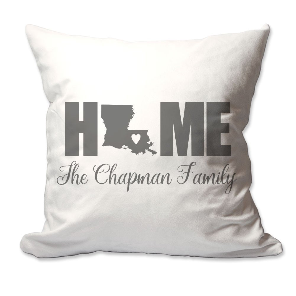 Personalized Louisana Home with Heart Throw Pillow  - Cover Only OR Cover with Insert