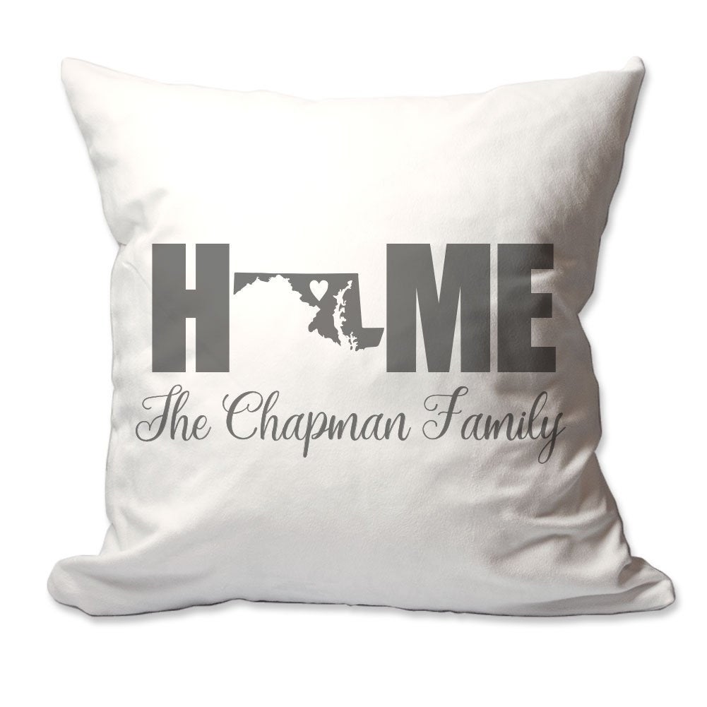 Personalized Maryland Home with Heart Throw Pillow  - Cover Only OR Cover with Insert