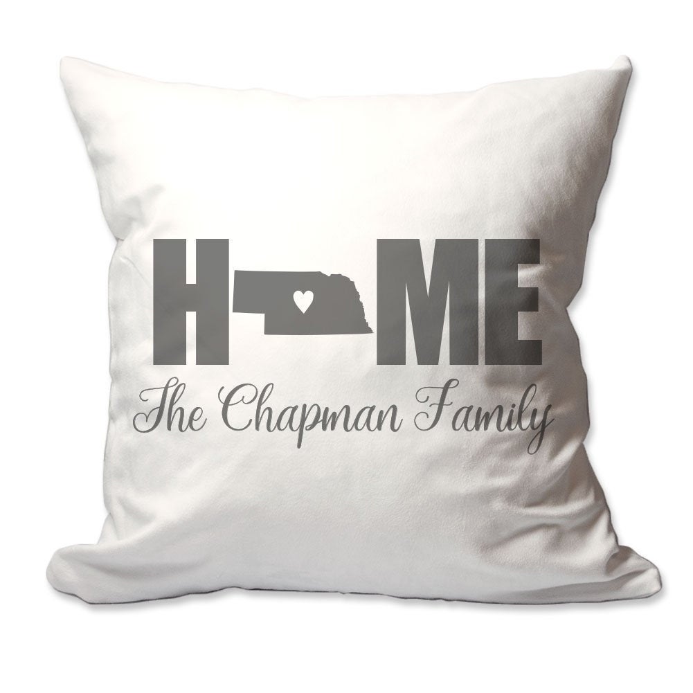 Personalized Nebraska Home with Heart Throw Pillow  - Cover Only OR Cover with Insert