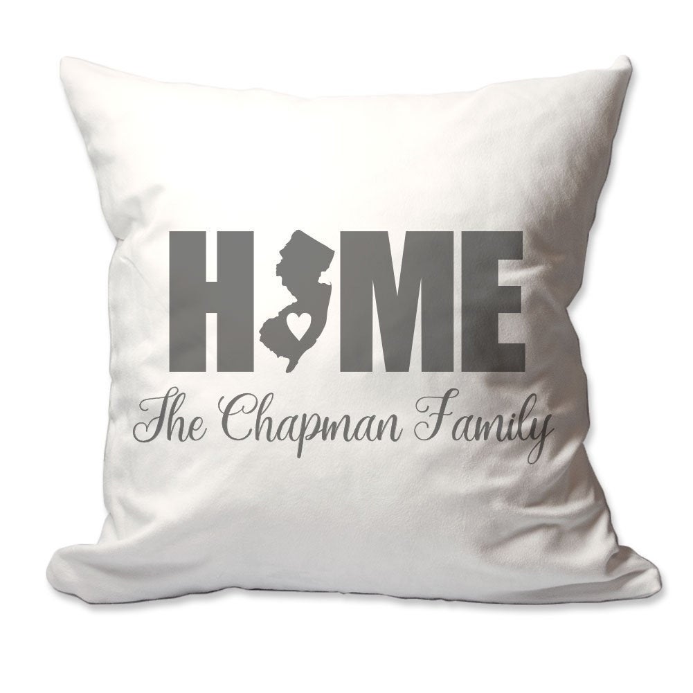 Personalized New Jersey Home with Heart Throw Pillow  - Cover Only OR Cover with Insert