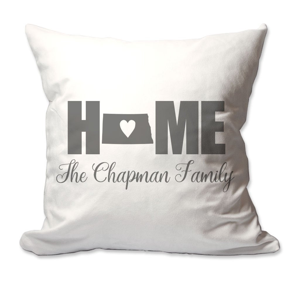 Personalized North Dakota Home with Heart Throw Pillow  - Cover Only OR Cover with Insert