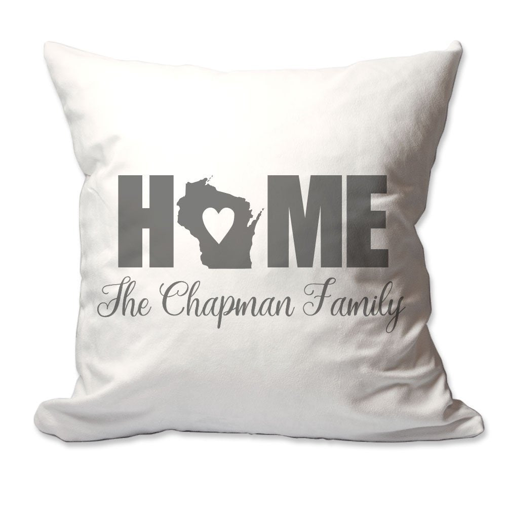 Personalized Wisconsin Home with Heart Throw Pillow  - Cover Only OR Cover with Insert