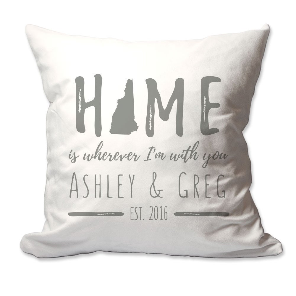 Personalized New Hampshire Home is Wherever I'm with You Throw Pillow  - Cover Only OR Cover with Insert