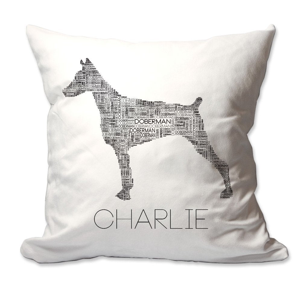 Personalized Doberman Word Silhouette Throw Pillow  - Cover Only OR Cover with Insert