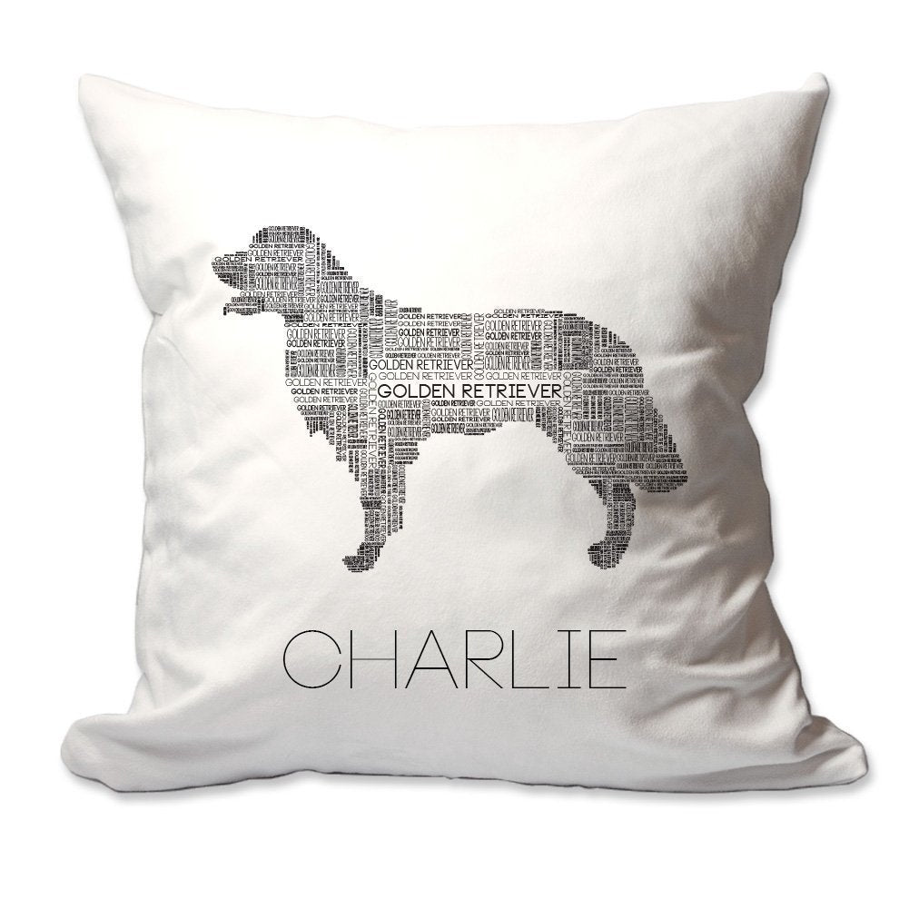 Personalized Golden Retreiver Word Silhouette Throw Pillow  - Cover Only OR Cover with Insert