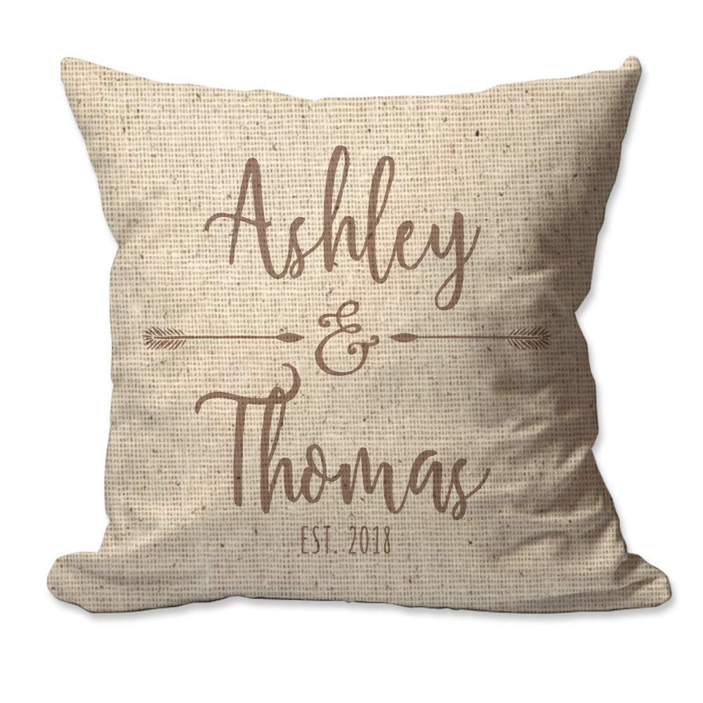 Personalized Couples Names with Arrows Textured Linen Throw Pillow  - Cover Only OR Cover with Insert