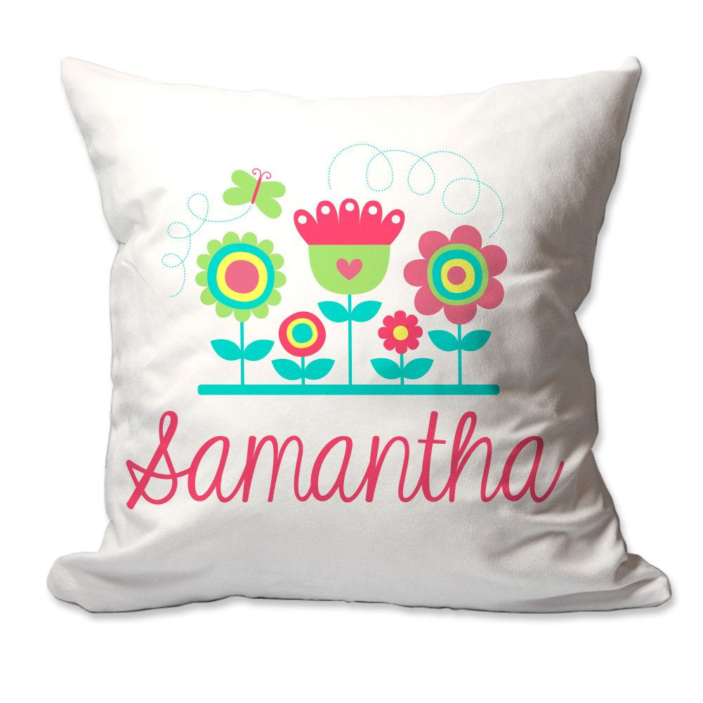 Personalized Flower Throw Pillow  - Cover Only OR Cover with Insert