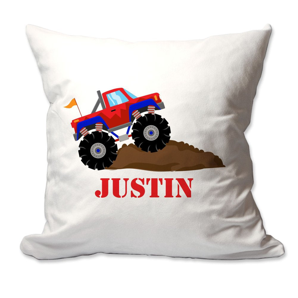 Personalized Red Off-Road Monster Truck Throw Pillow  - Cover Only OR Cover with Insert