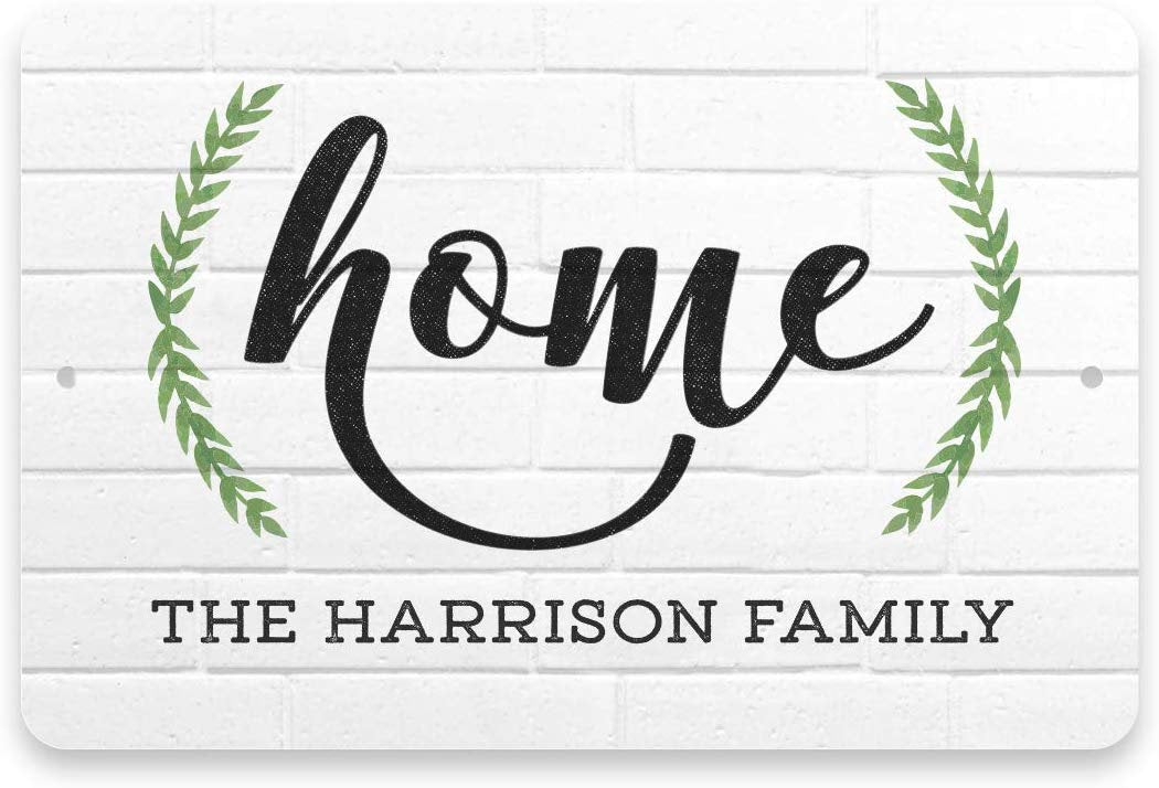 Personalized White Brick Look Home Sign - Metal 8 X 12 Sign