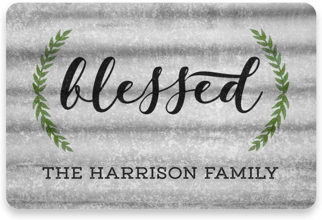 Personalized Metal Look Blessed Sign - Metal 8 X 12 Sign
