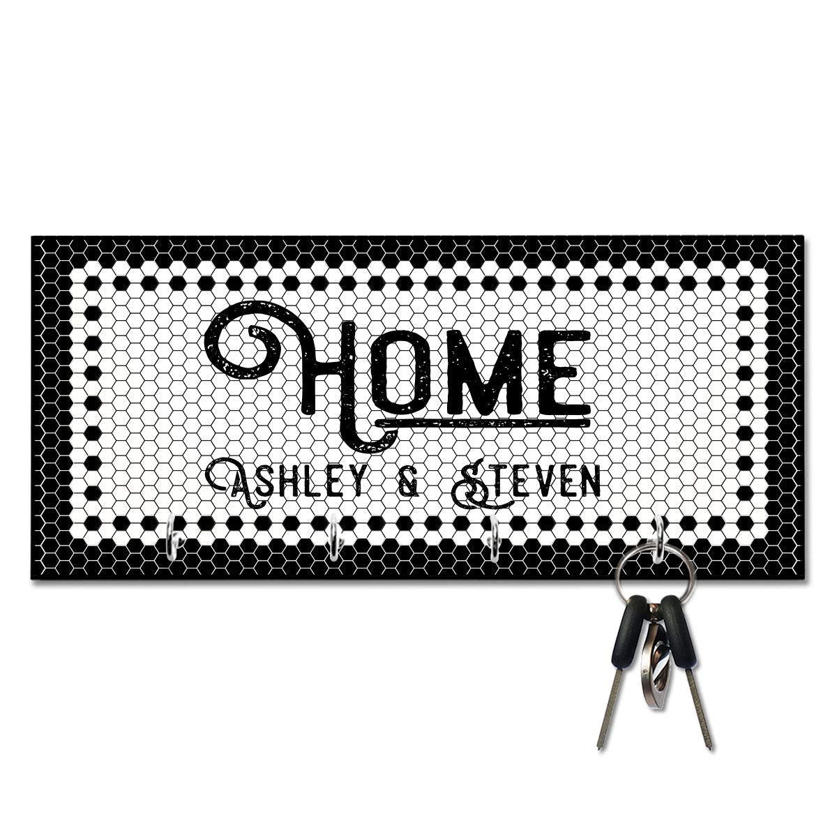 Personallized Black and White Tile Look - Home - Key Hanger