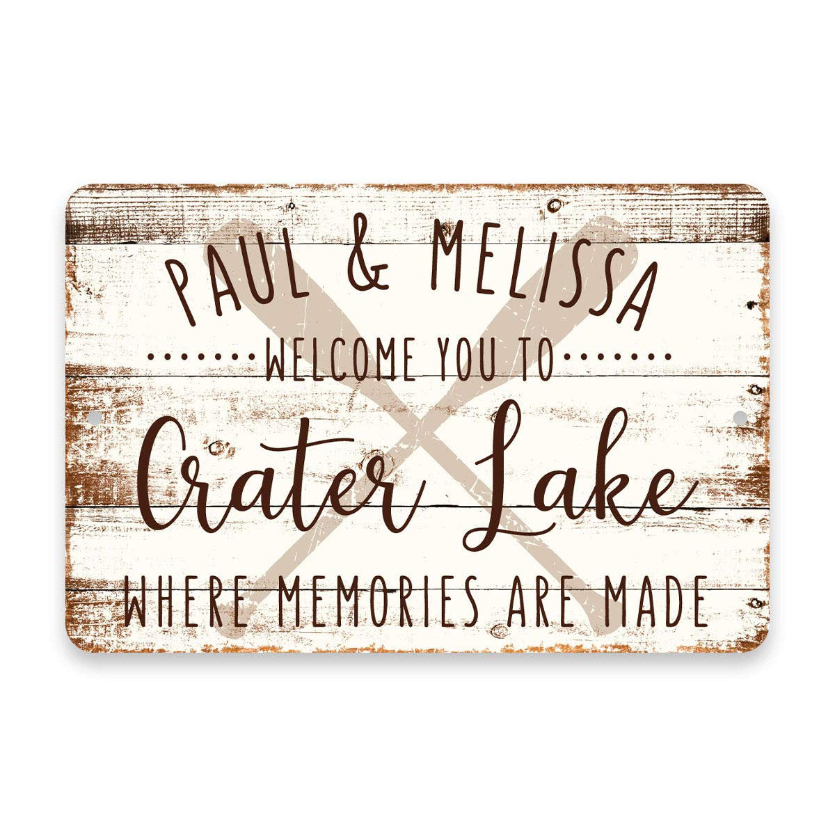 Personalized Welcome to Crater Lake Where Memories are Made Sign - 8 X 12 Metal Sign with Wood Look