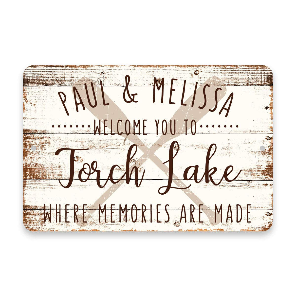 Personalized Welcome to Torch Lake Where Memories are Made Sign - 8 X 12 Metal Sign with Wood Look