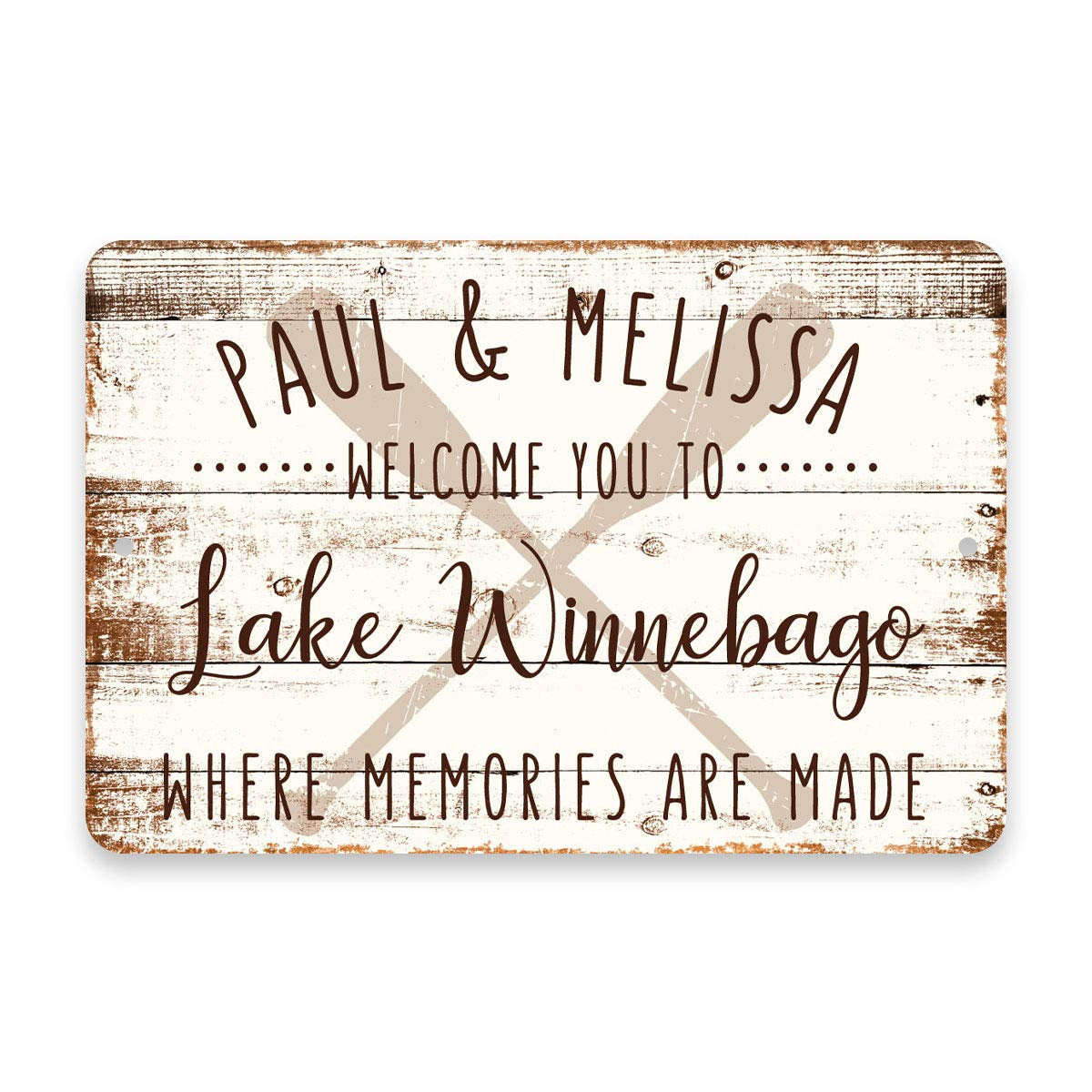 Personalized Welcome to Lake Winnebago Where Memories are Made Sign - 8 X 12 Metal Sign with Wood Look