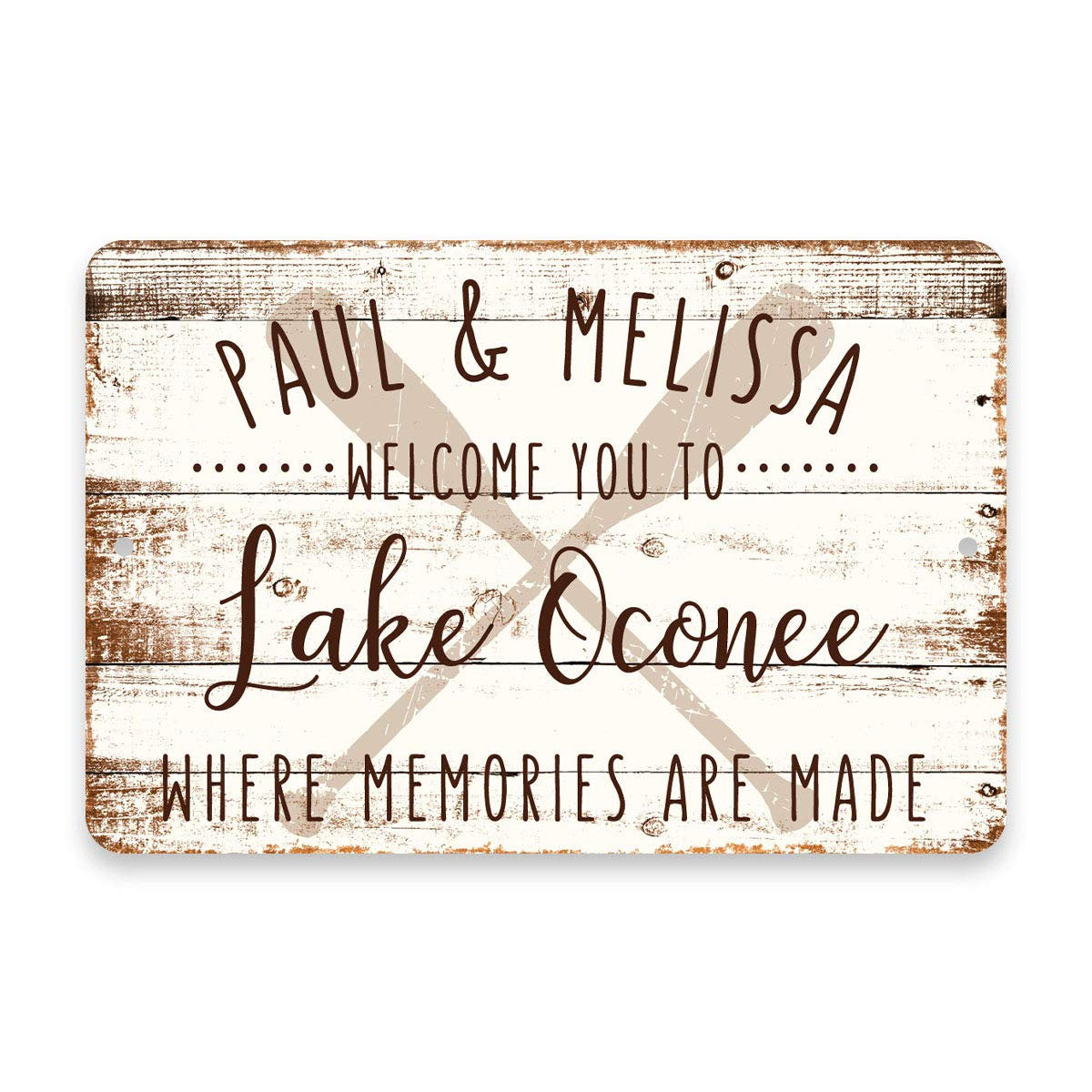 Personalized Welcome to Lake Oconee Where Memories are Made Sign - 8 X 12 Metal Sign with Wood Look