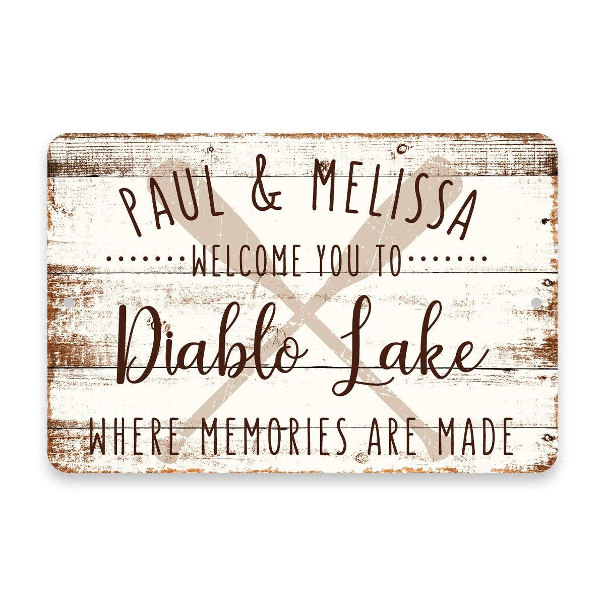 Personalized Welcome to Diablo Lake Where Memories are Made Sign - 8 X 12 Metal Sign with Wood Look