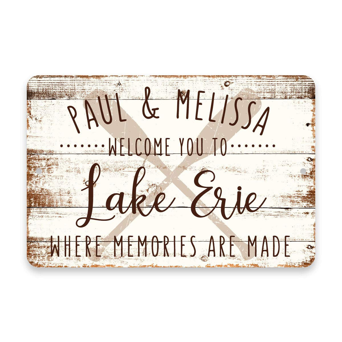 Personalized Welcome to Lake Erie Where Memories are Made Sign - 8 X 12 Metal Sign with Wood Look