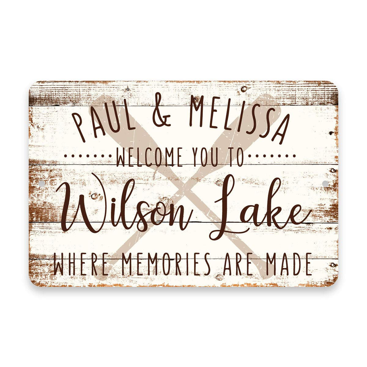 Personalized Welcome to Wilson Lake Where Memories are Made Sign - 8 X 12 Metal Sign with Wood Look