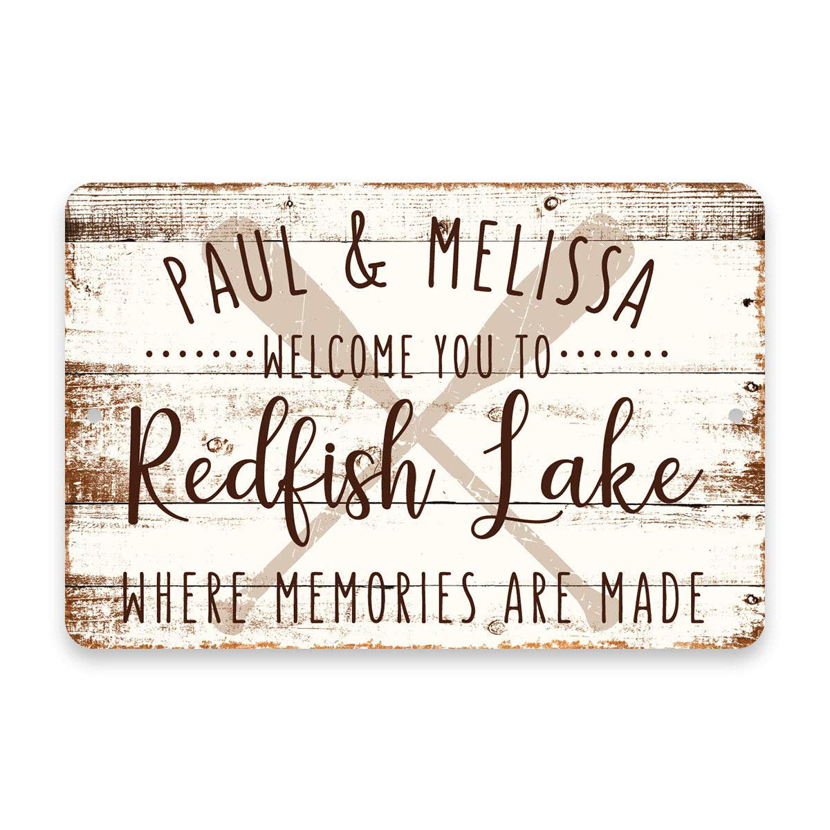 Personalized Welcome to Redfish Lake Where Memories are Made Sign - 8 X 12 Metal Sign with Wood Look