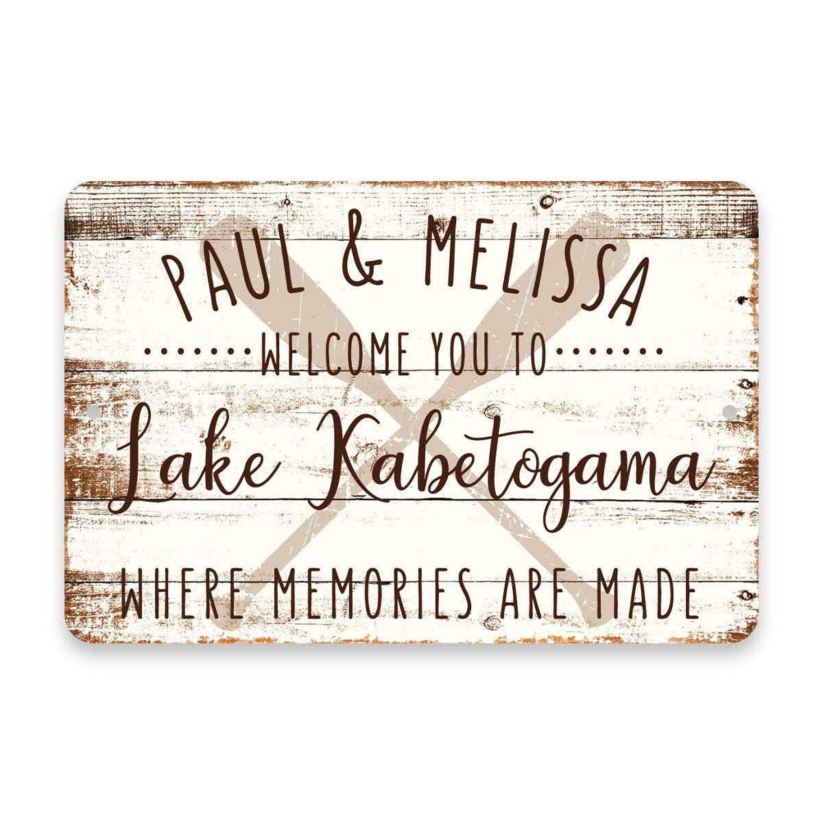 Personalized Welcome to Lake Kabetogama Where Memories are Made Sign - 8 X 12 Metal Sign with Wood Look