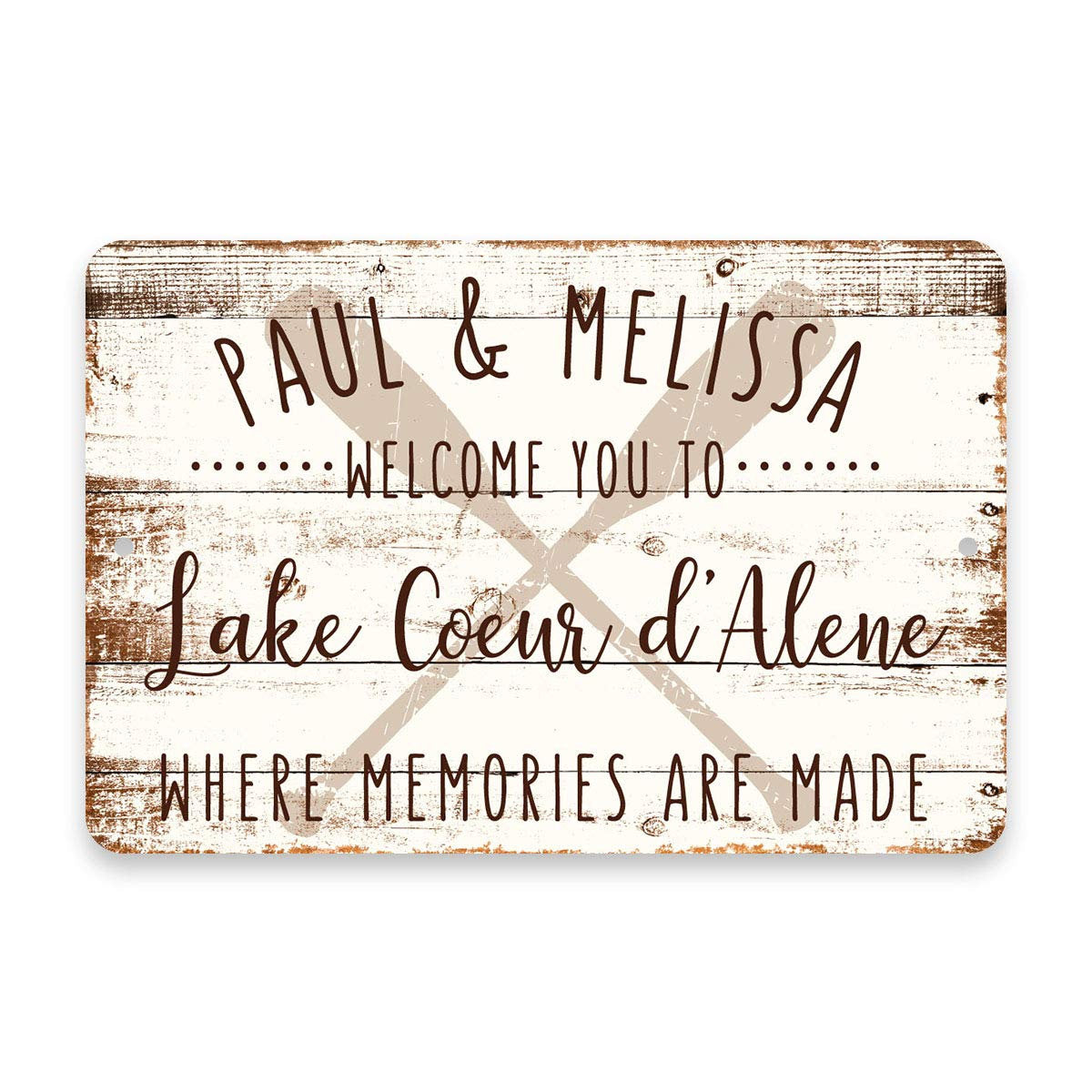 Personalized Welcome to Lake Coeur d'Alene Where Memories are Made Sign - 8 X 12 Metal Sign with Wood Look