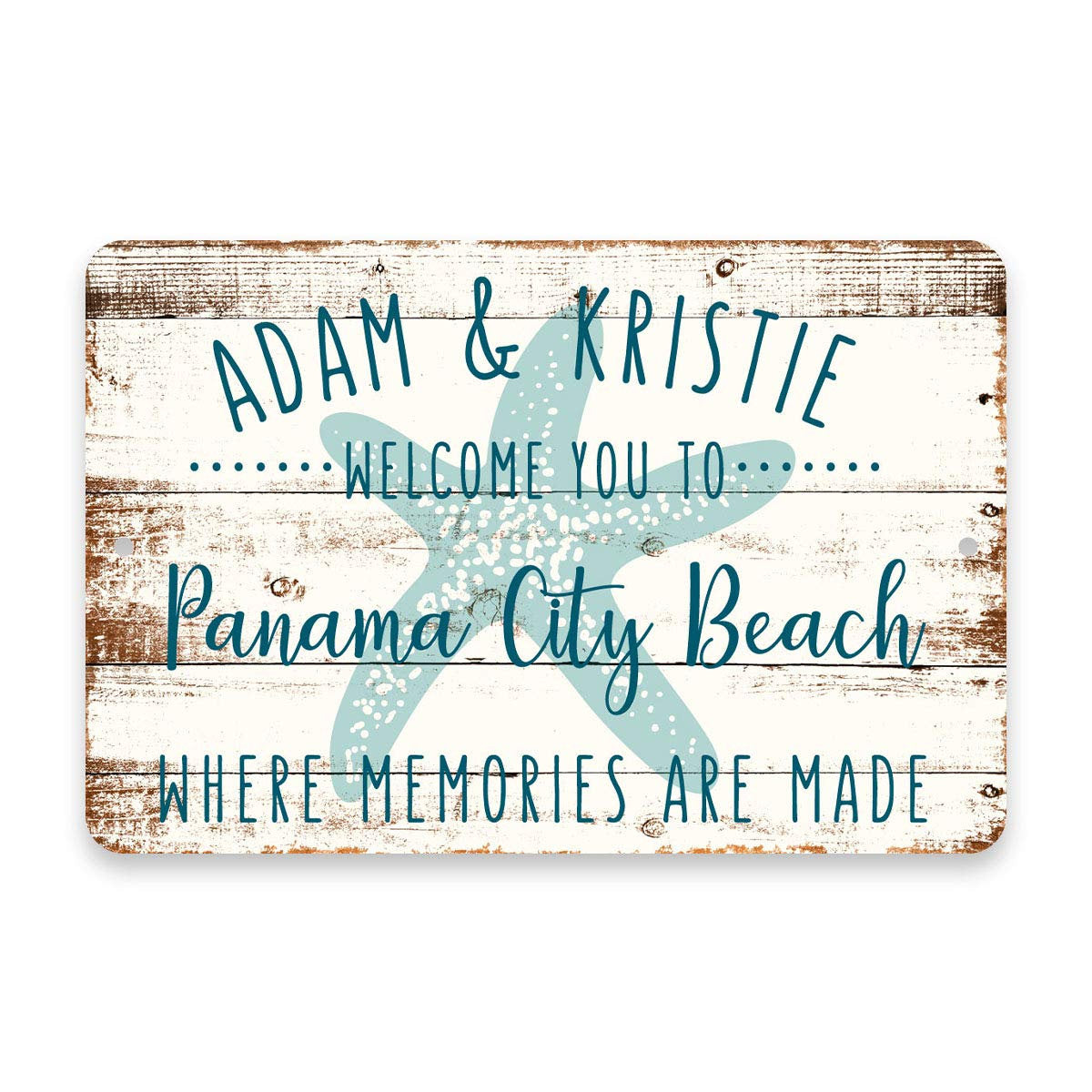 Personalized Welcome to Panama City Beach Where Memories are Made Sign - 8 X 12 Metal Sign with Wood Look