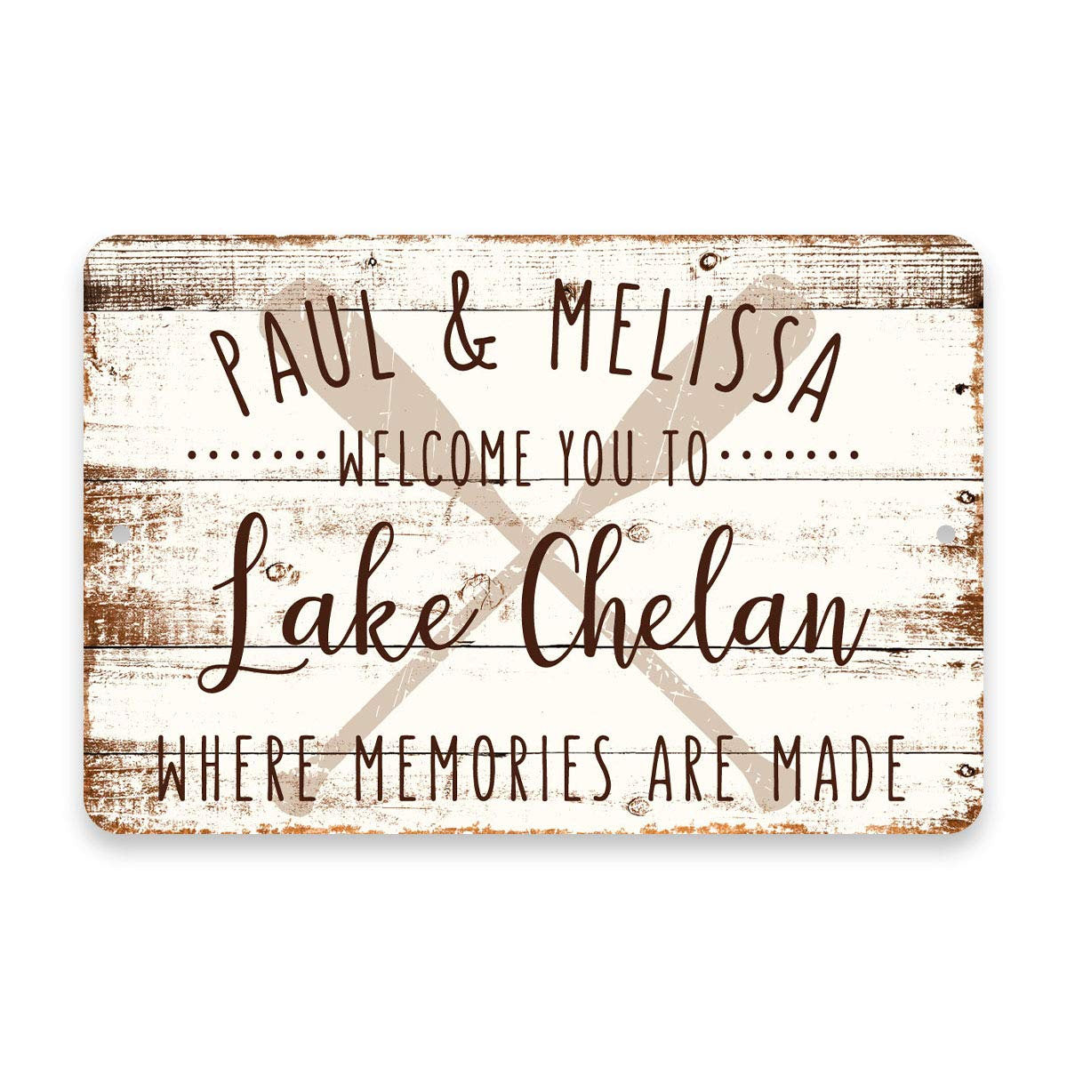 Personalized Welcome to Lake Chelan Where Memories are Made Sign - 8 X 12 Metal Sign with Wood Look
