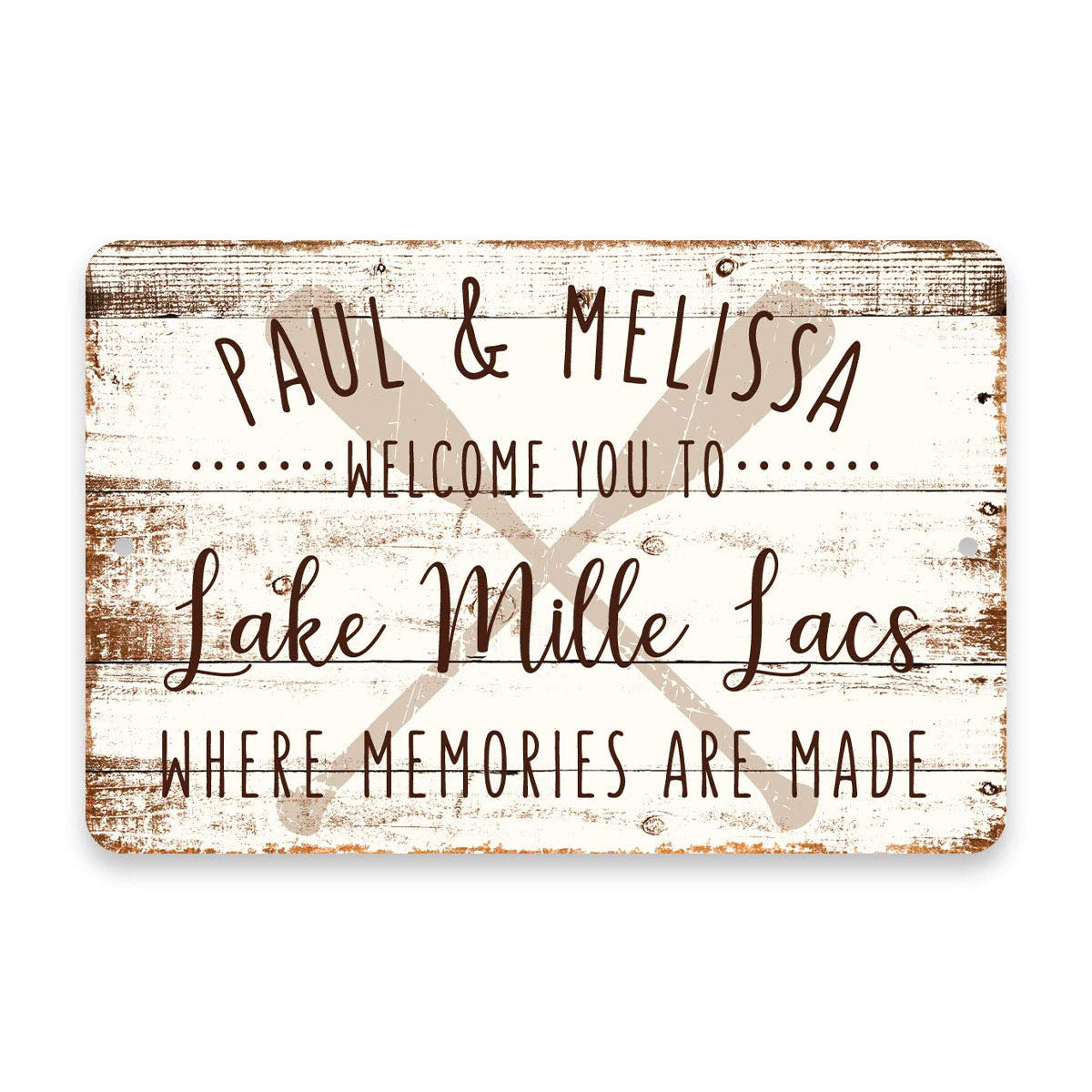 Personalized Welcome to Lake Mille Lacs Where Memories are Made Sign - 8 X 12 Metal Sign with Wood Look