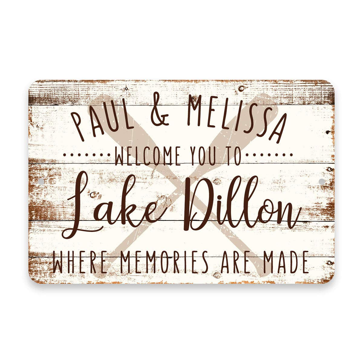 Personalized Welcome to Lake Dillon Where Memories are Made Sign - 8 X 12 Metal Sign with Wood Look