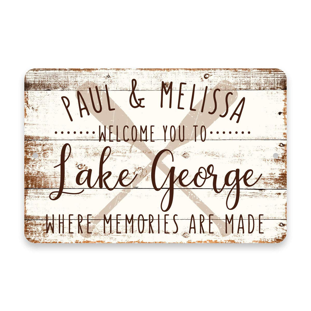 Personalized Welcome to Lake George Where Memories are Made Sign - 8 X 12 Metal Sign with Wood Look