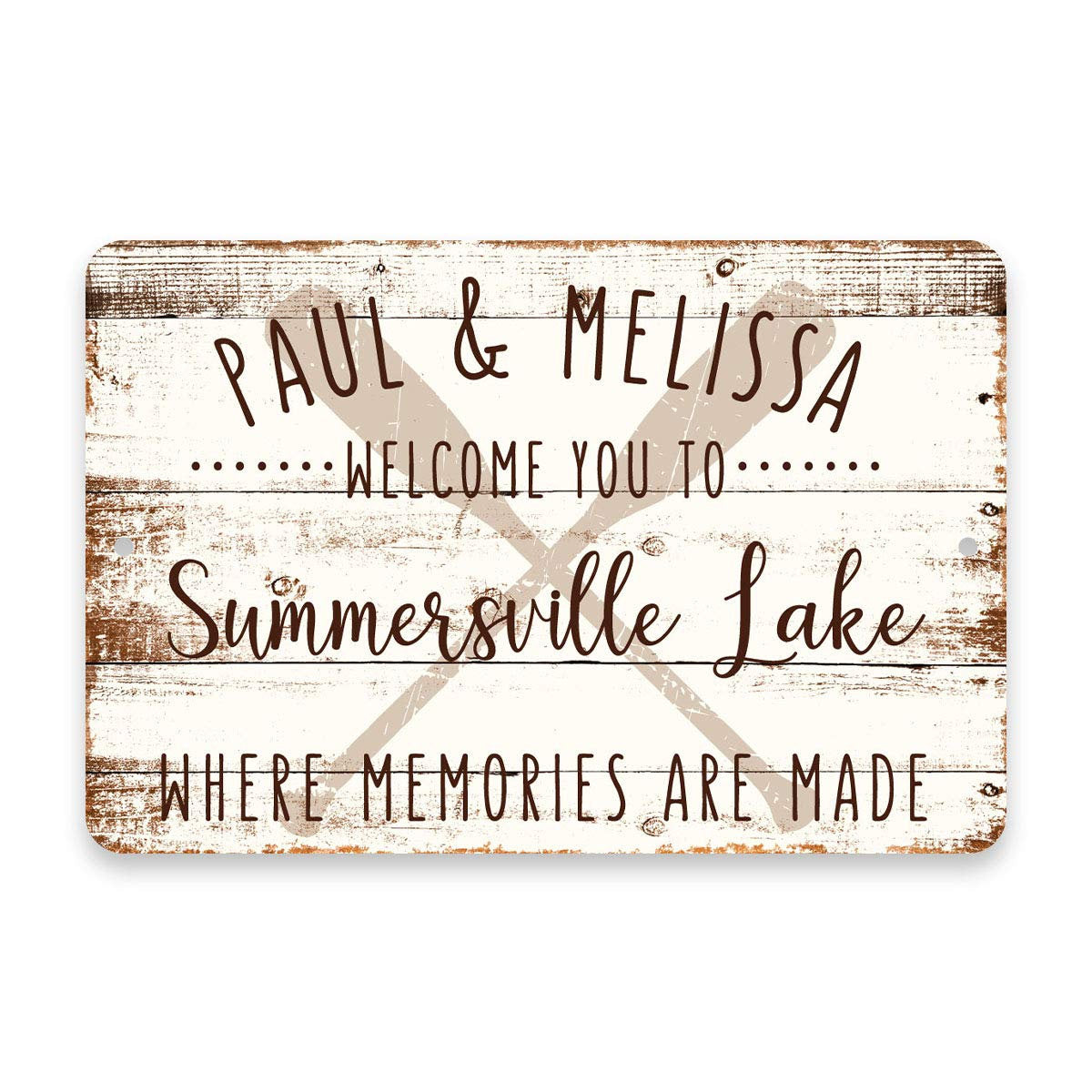 Personalized Welcome to Summersville Lake Where Memories are Made Sign - 8 X 12 Metal Sign with Wood Look
