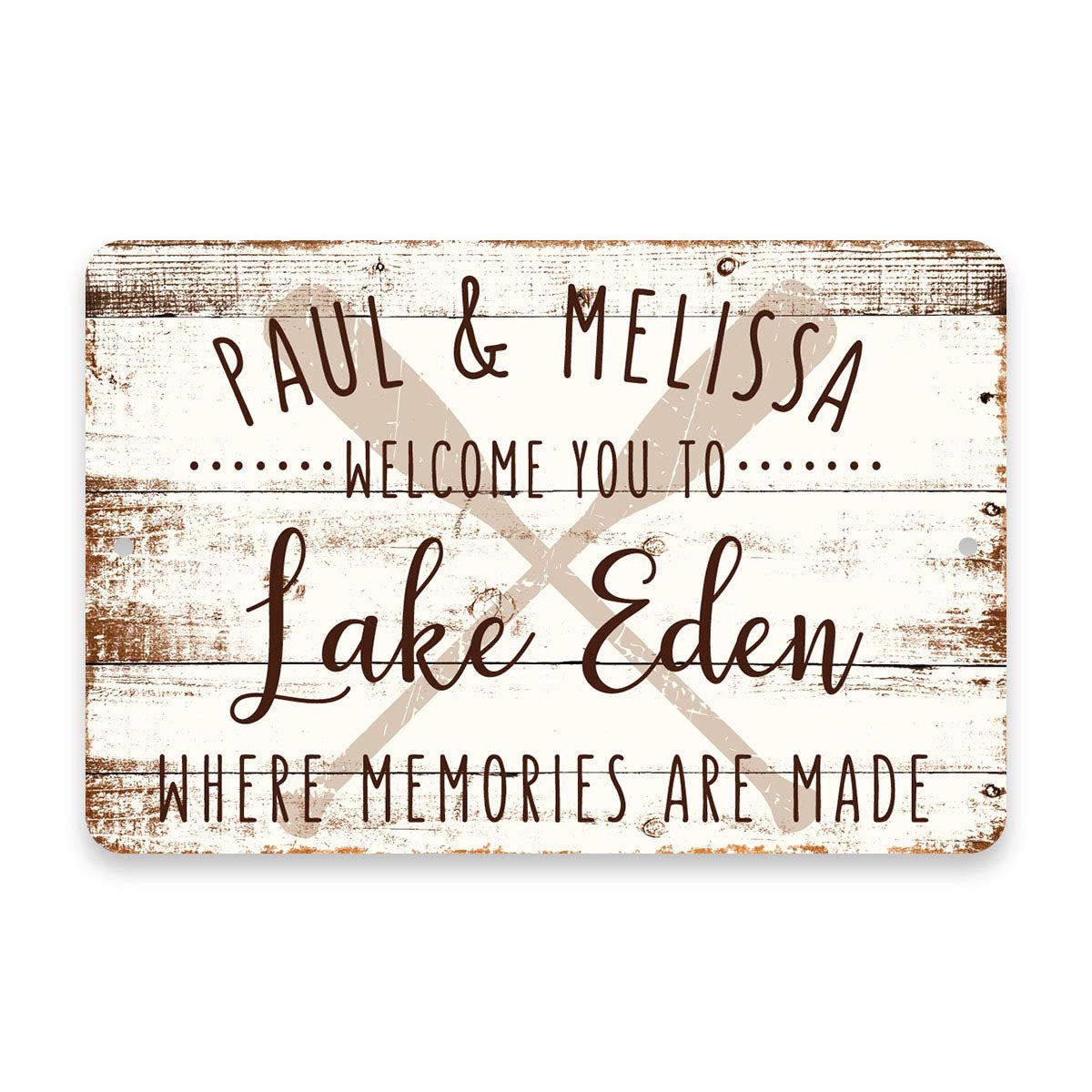 Personalized Welcome to Lake Eden Where Memories are Made Sign - 8 X 12 Metal Sign with Wood Look