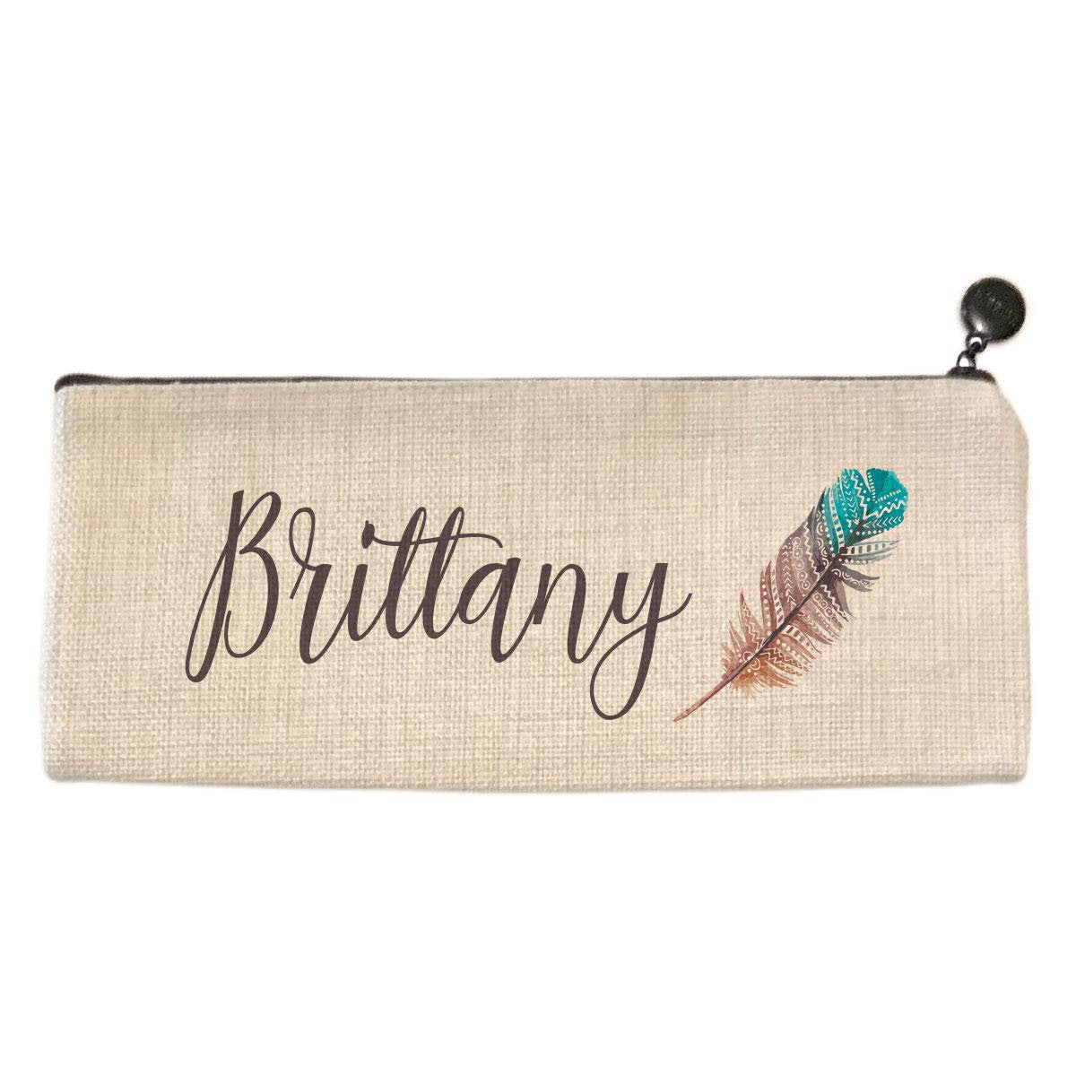 Personalized Watercolor Feather Pencil Bag