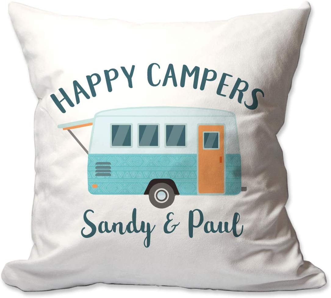 Personalized Happy Campers 17 X 17 Throw Pillow  - Cover Only OR Cover with Insert