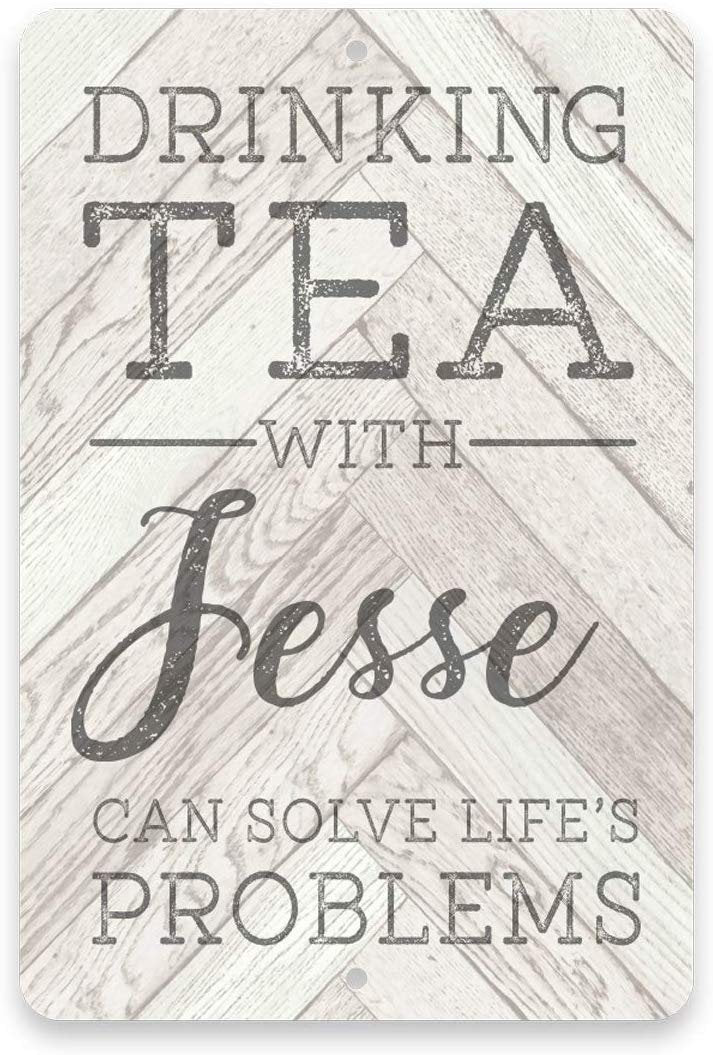Personalized Tea Drinking Solving Problems Metal Sign 8 X 12