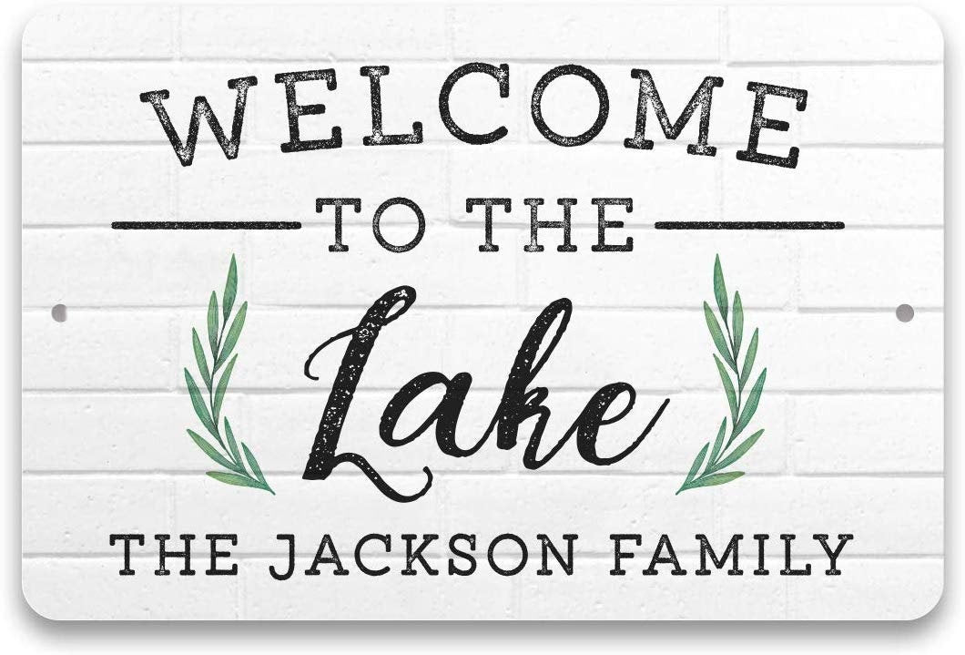 Personalized Welcome to The Lake Metal Sign 8 X 12