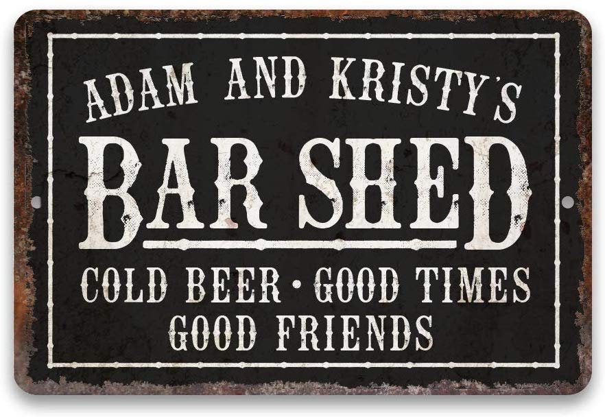 Personalized Vintage Distressed Look Bar Shed Metal Sign 8 X 12