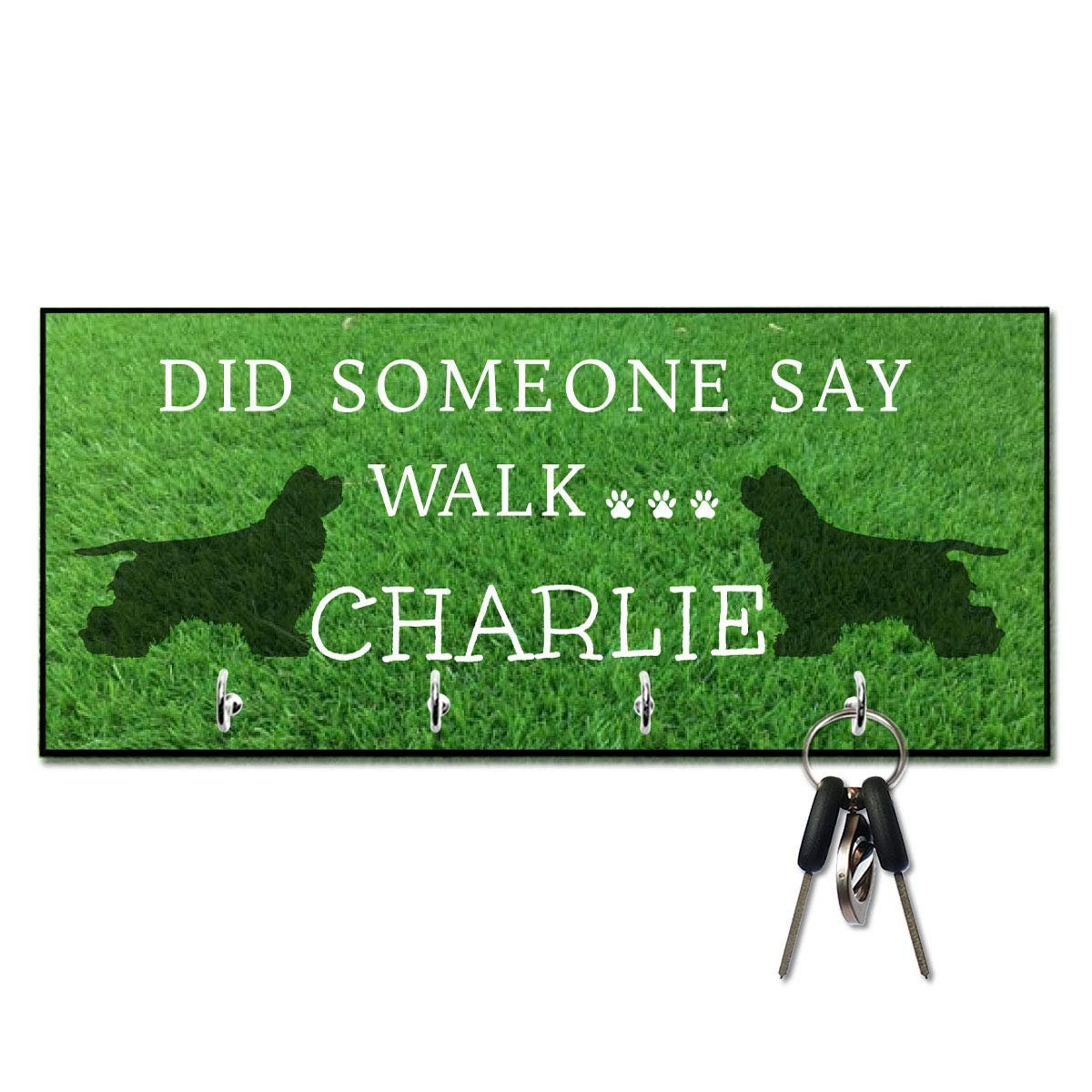 Pesonalized Did Someone Say Walk Cocker Spaniel Dog Leash and Key Hanger