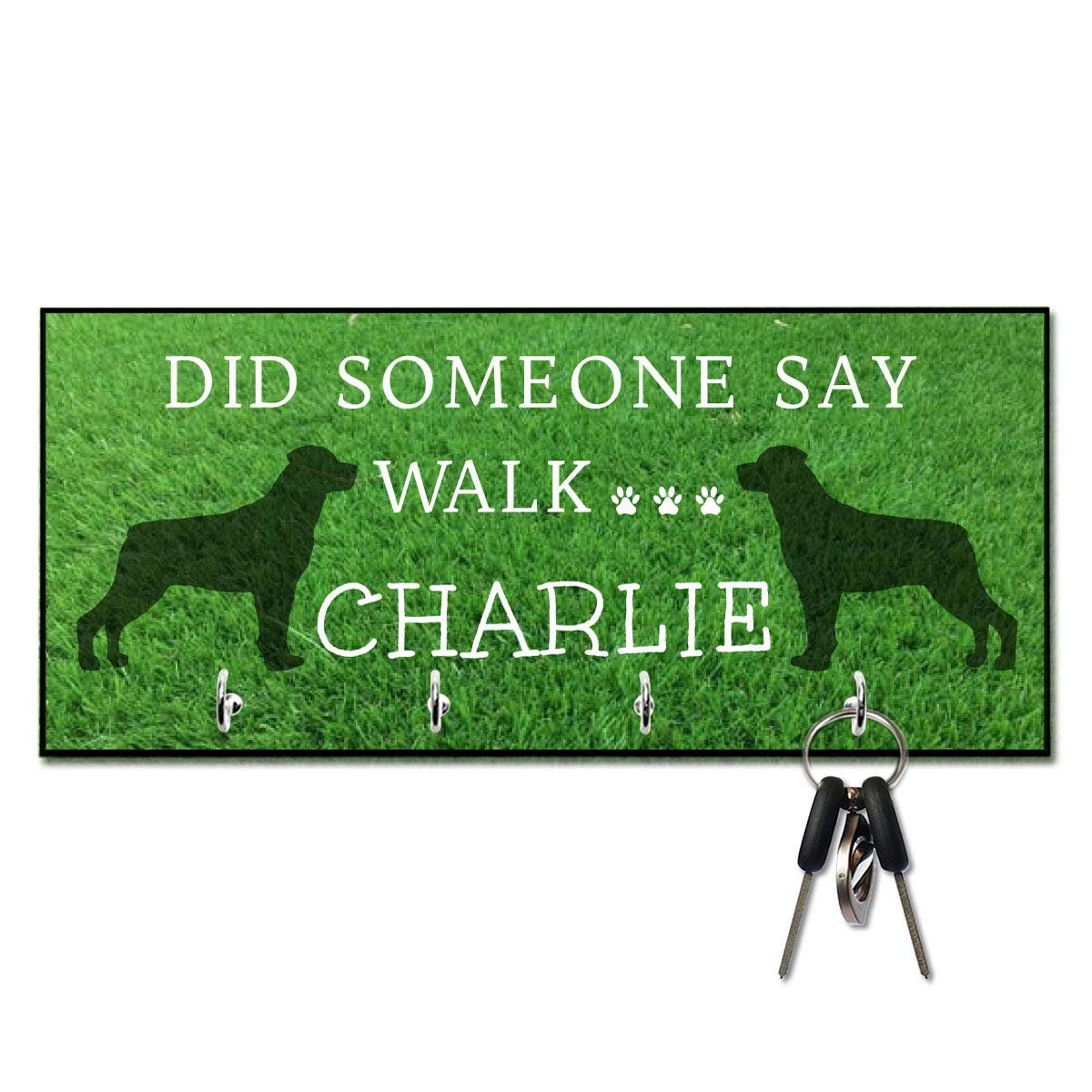 Pesonalized Did Someone Say Walk Rottweiler Dog Leash and Key Hanger