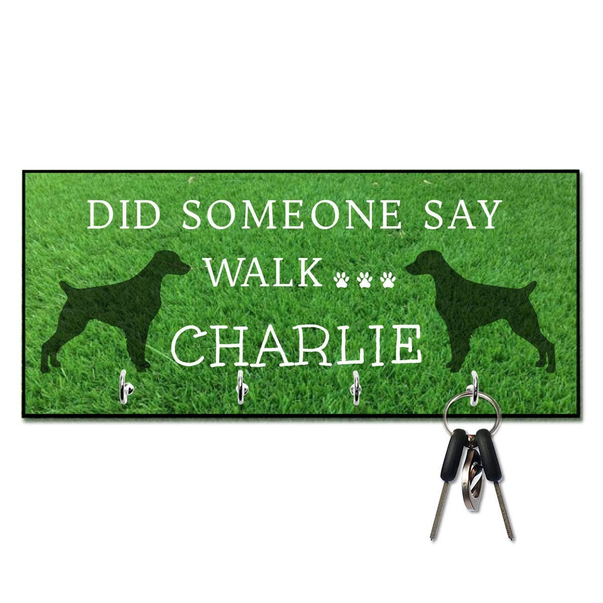 Pesonalized Did Someone Say Walk Brittany Dog Leash and Key Hanger
